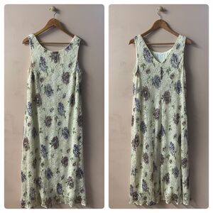 Anna Maxwell Vintage Cream Floral Lacey Maxi Dress Size 8 GUC